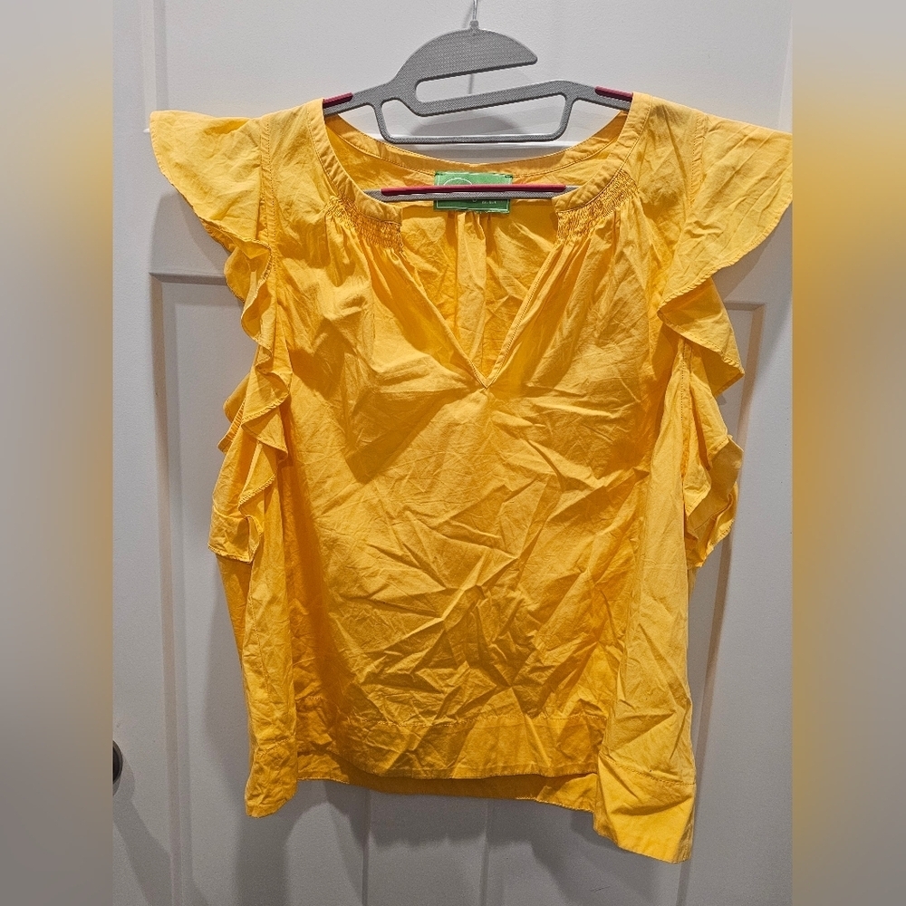 Pappagallo Yellow Ruffle Sleeve Blouse